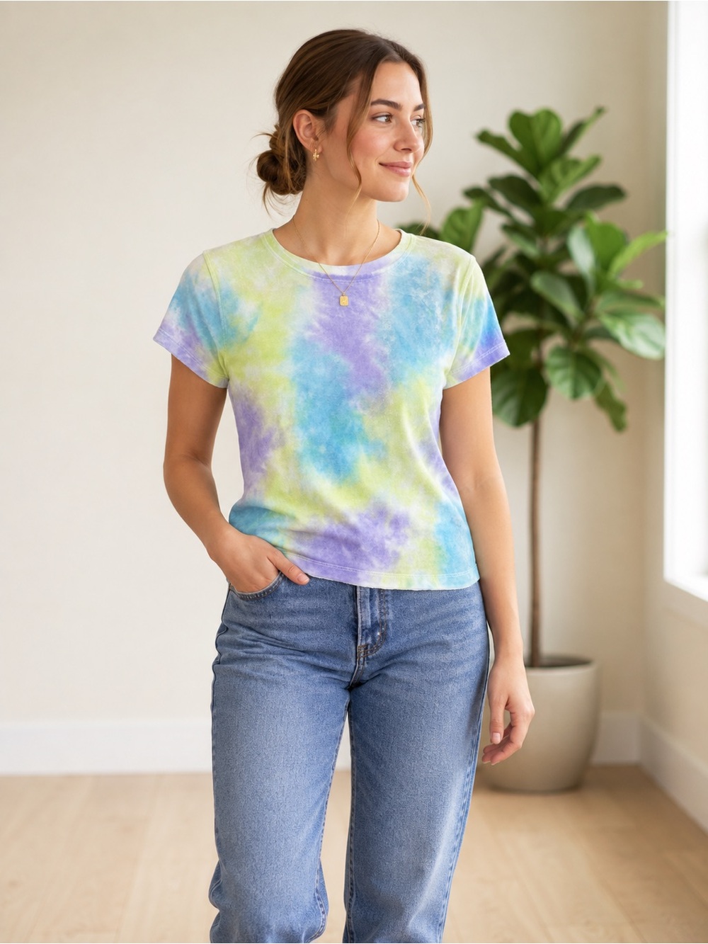 NWT Free People XS Pastel Tie Dye Velvet Crop Top Cloud Combo